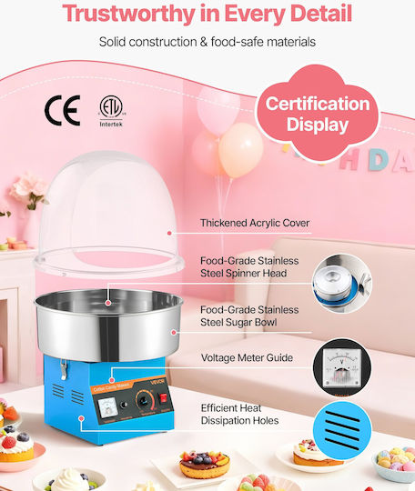 Vevor Candy Floss Maker 33.8cm Blue