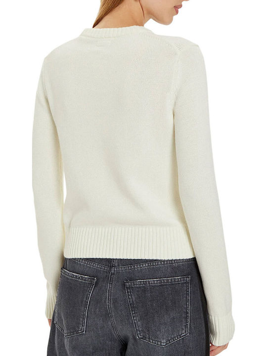 Γυναικείο Μακρυμάνικο Πουλόβερ Βαμβακερό Εκρού