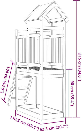 vidaXL Дървена Кула с Повърхност за Катерене 52.5x110.5x215см. Кафяв