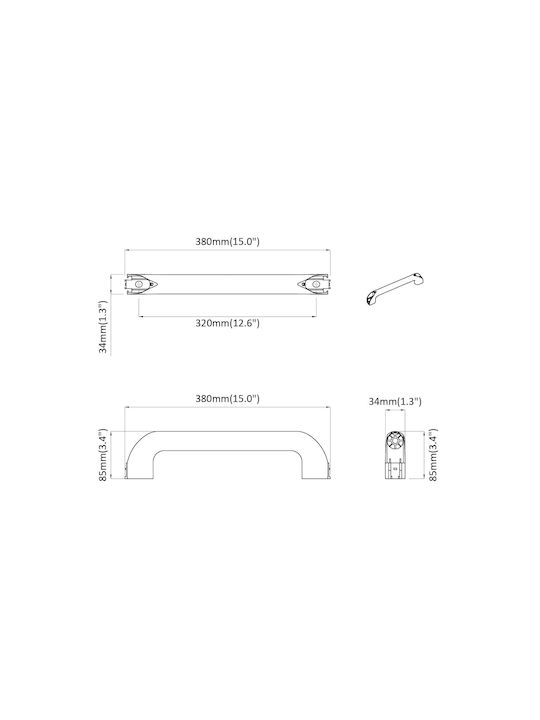 vidaXL Handle Furniture made of Metallic Black 380mm (Center Distance 34mm) 864707 2pcs