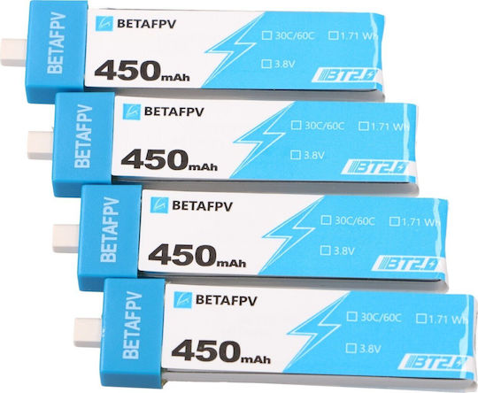 BetaFPV Li-Po Batterie 3,8V 450mAh 30C 1S BT2.0 für Drohne