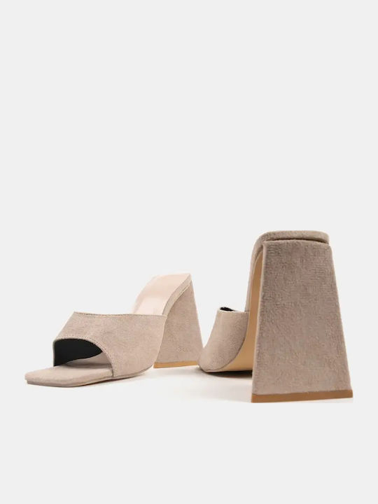 Women's Mule Chunky Heel Size 37 Beige