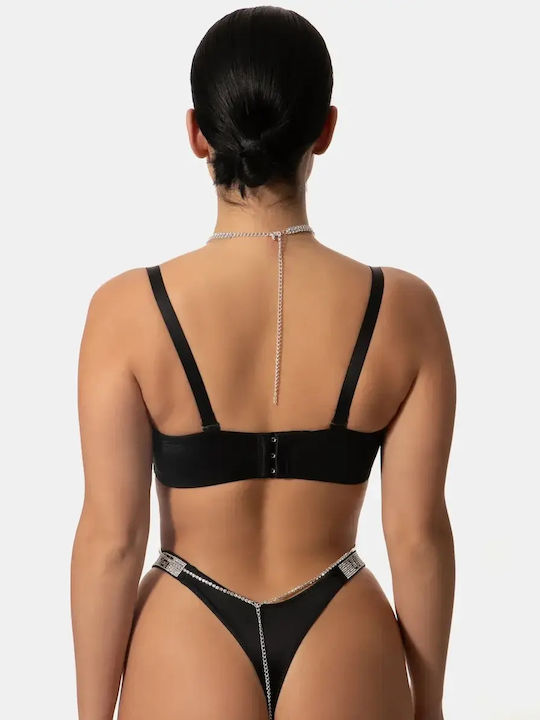 Σουτιέν Push Up Βαθύ Ντεκολτέ Cup C Μαύρο Μέγεθος 80c