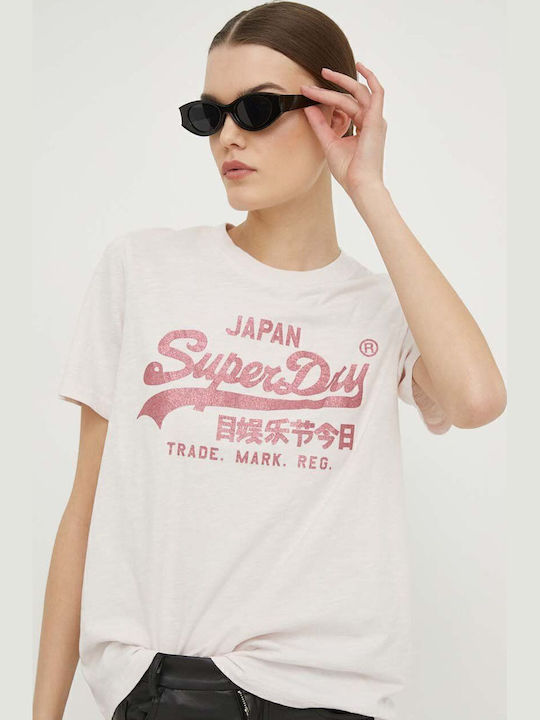 VINTAGE LOGO Дамска T-shirt Розова