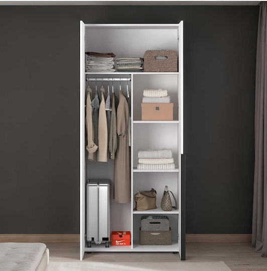 Oryana Δίφυλλη Ντουλάπα Λευκή 90x62x210cm