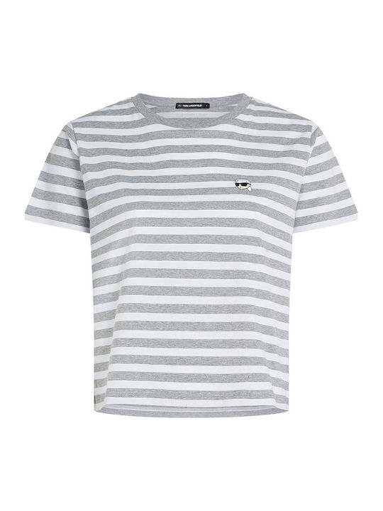 Women's Crop T-shirt Striped Gray