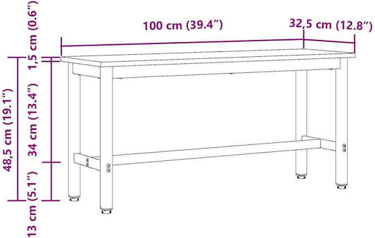 Τραπεζαρία με 2 Καρέκλες 100x32.5εκ.