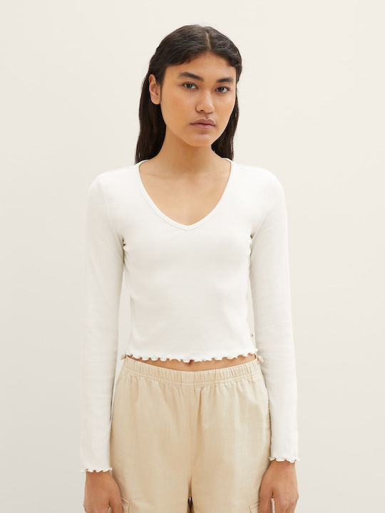Γυναικείο Crop Top Μακρυμάνικο Μπεζ
