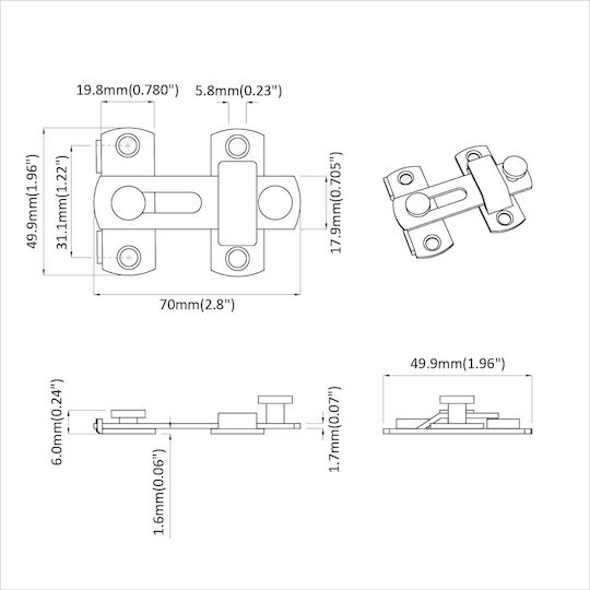 Μεταλλικός Κλειδαριάς Πόρτας 2 Pcs Ασημί 70 X 8 Mm Ατσάλι 864752 Ασήμι