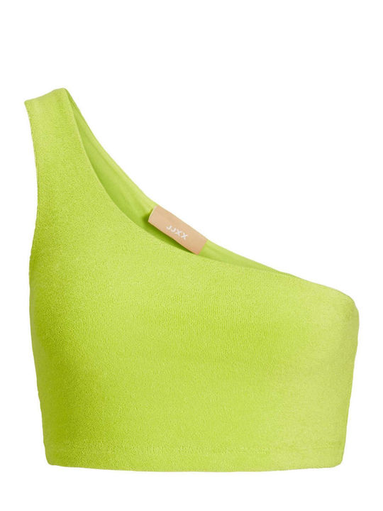 Women's Summer Crop Top Cotton with One Shoulder Green