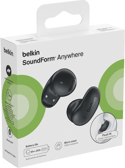 Belkin SoundForm Anywhere Earbud Bluetooth Handsfree Earphones with Sweat Resistance and Charging Case Black