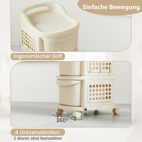 Costway Επιδαπέδια Ραφιέρα Μπάνιου Πλαστική 38x32x86cm Λευκή