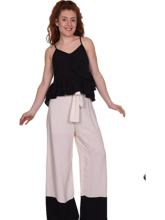 Дамски Летен Crop Top с Тънки Презрамки Черен