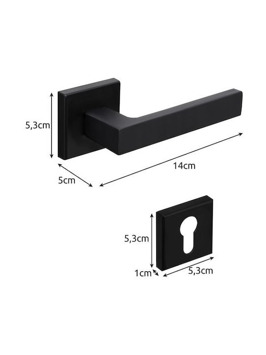 Olympus Πόμολο Μεσόπορτας με Ροζέτα Δεξί Black Matt