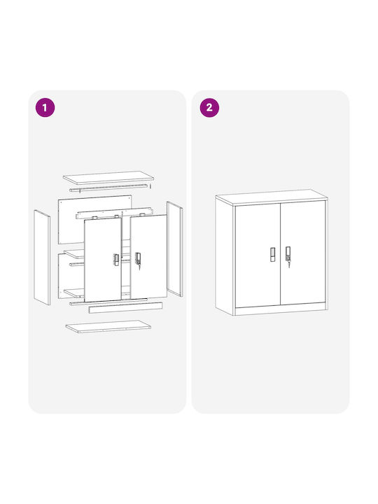 Cabinet de Birou Metalic Pink 80x40x90cm