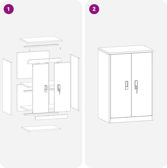 Dulap Cabinet De Birou Metalic Antracit 60x40x90cm
