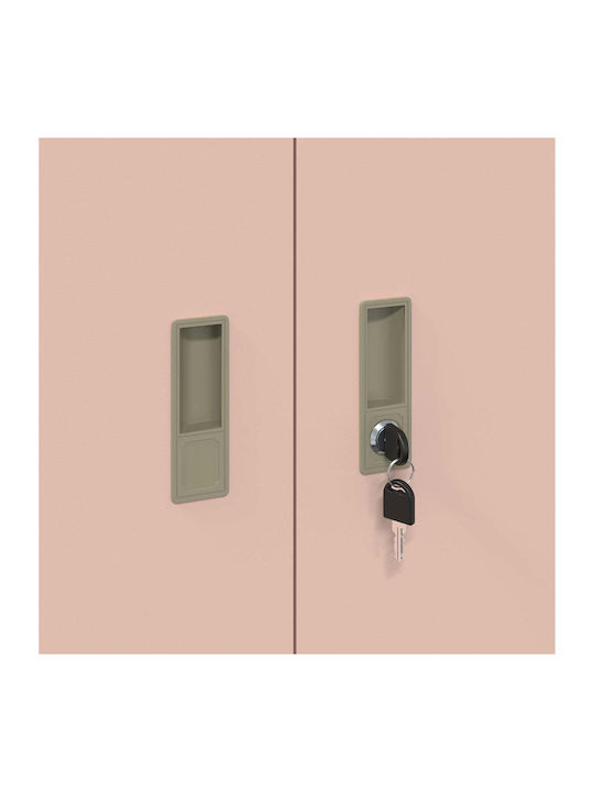 Office Storage Metal Cabinet Pink L90xW40xH70cm
