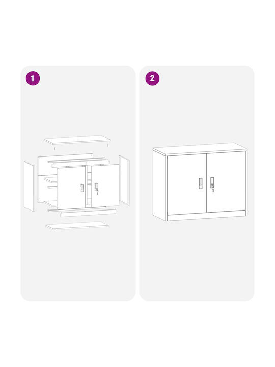 Office Storage Metal Cabinet Pink L90xW40xH70cm