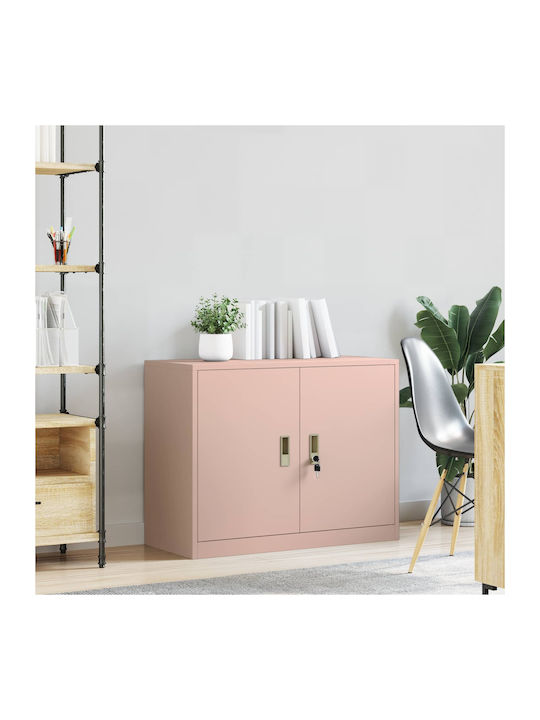 Office Storage Metal Cabinet Pink L90xW40xH70cm