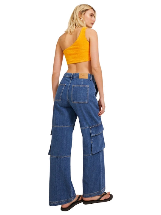 Silla Γυναικείο Καλοκαιρινό Crop Top Βαμβακερό με έναν Ώμο Πορτοκαλί