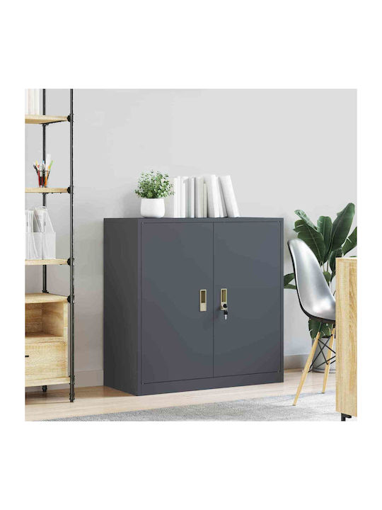 Cabinet de Birou Metalic Cărbune de lemn 90x40x90cm