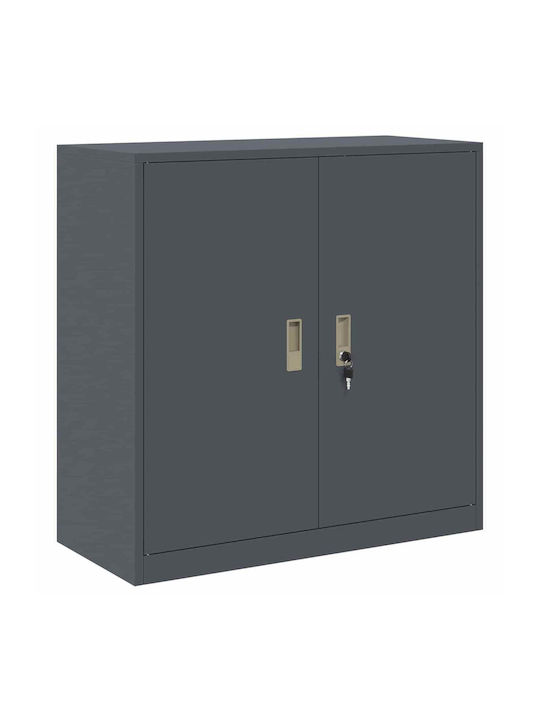 Cabinet de Birou Metalic Cărbune de lemn 90x40x90cm