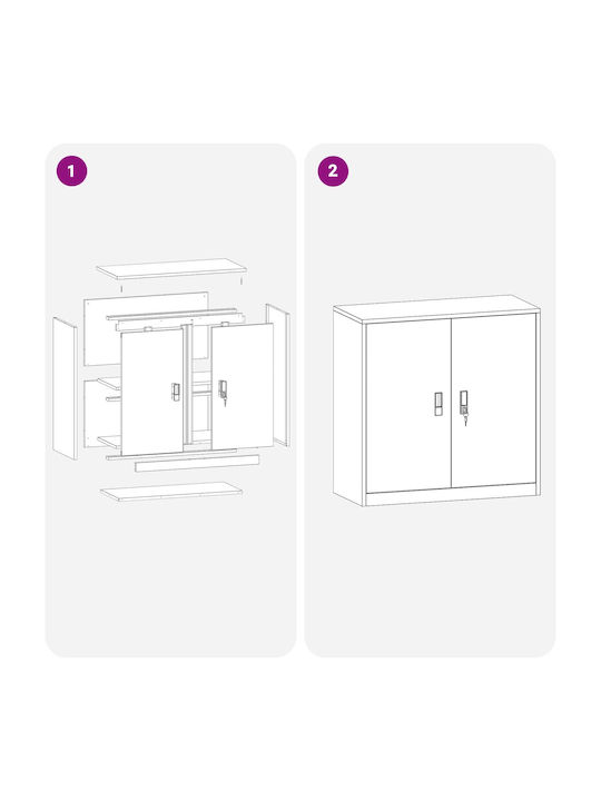 Cabinet de Birou Metalic Alb 90x40x90cm