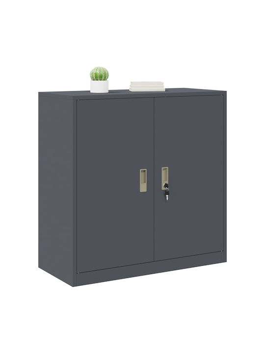 Cabinet de Birou Metalic Cărbune de lemn 90x40x90cm