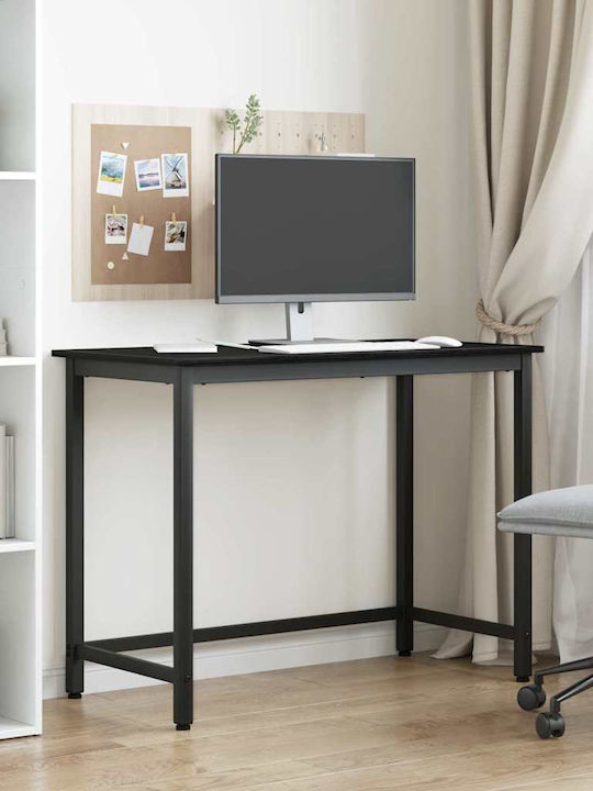 Desk Wooden Black Beech with Metal Legs & Adjustable Height 80x50x76.5cm