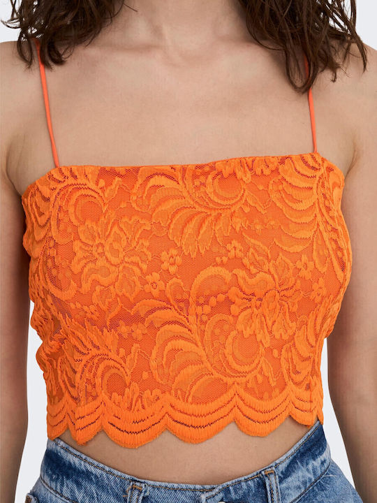 Γυναικείο Καλοκαιρινό Crop Top με Τιράντες Πορτοκαλί