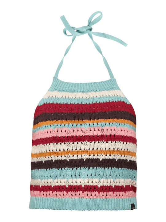 Vintage Women's Summer Crop Top Cotton with Straps & Halter Neck Striped Multicolour