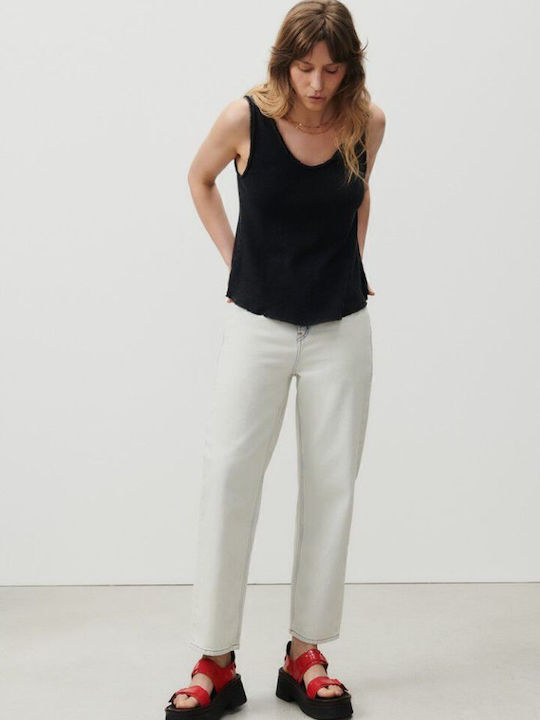 Women's Summer Blouse Cotton Sleeveless Black