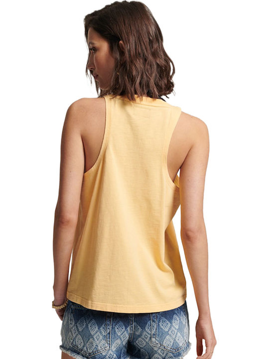 VINTAGE LOGO NARRATIVE Women's Summer Blouse Cotton Sleeveless Yellow