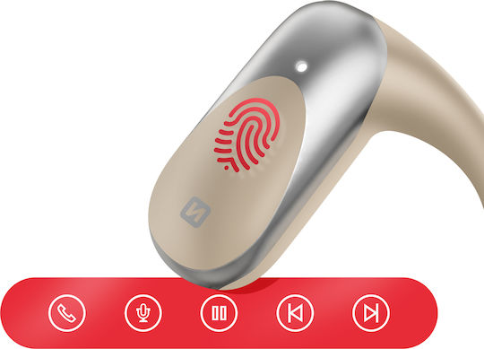 Swissten Ip54-сертифицирани Open Ear Bluetooth Спортни Слушалки Air Conduction Бежови