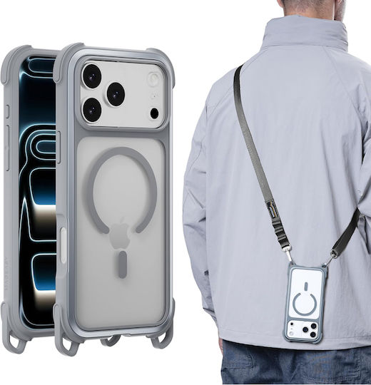 Mageasy Odyssey M With Lanyard Back Cover Σιλικόνης με Λουράκι Γκρι (iPhone 17 Pro)