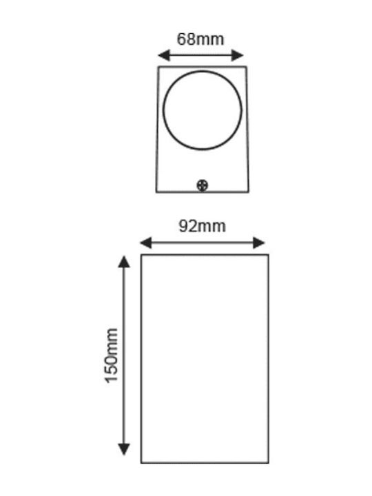 Aca Vita Стенно Външно Спот GU10 IP54 6.8x15см