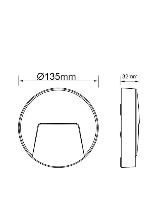 Aca Επιτοίχια Εξωτερική Πλαφονιέρα LED IP65 3W με Θερμό Λευκό Φως 12x3.2x12εκ.