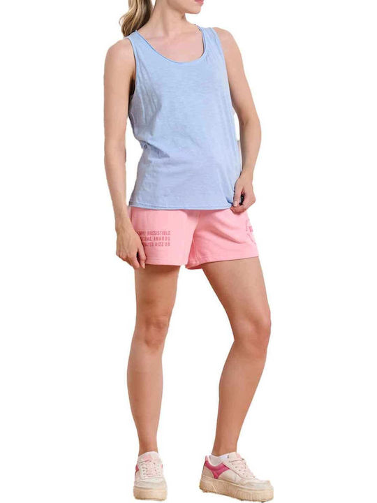Women's Blouse Cotton Sleeveless Light Blue