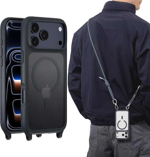 Mageasy Roar M With Lanyard Back Cover Σιλικόνης με Λουράκι Μπλε (iPhone 17 Pro Max)