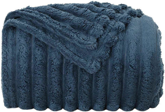 vidaXL Ριχτάρι Πολυθρόνας Fleece 200x150εκ. Σκούρο Μπλε