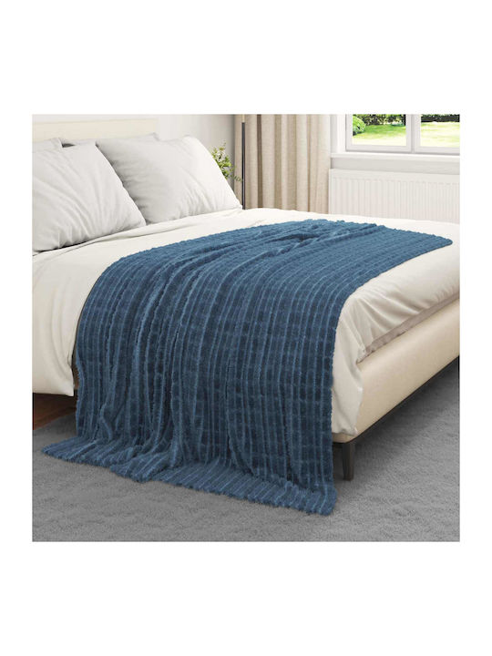 vidaXL Throws & Couch Blankets Armchair Throw Fleece 200x150cm Dark Blue