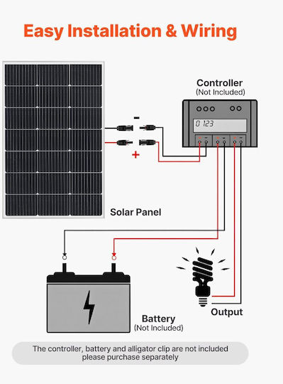 Vevor GDSTYNB4100W5X4AJ001V2 Monocrystalline Solar Panel 100W 895x580x30mm (4 pieces)