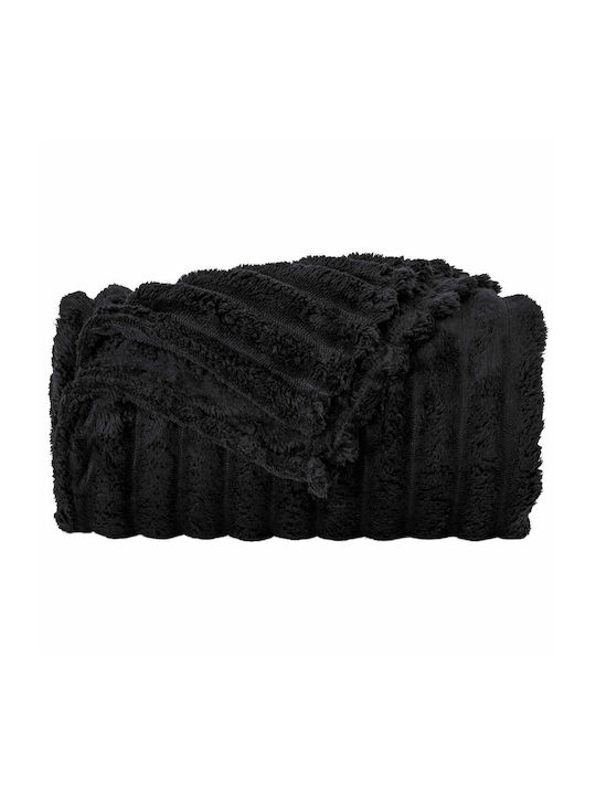 vidaXL Ριχτάρι Διθέσιου Καναπέ Fleece 270x240εκ. Μαύρο