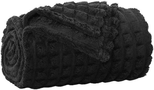 vidaXL Cuvertură Pentru Canapea 2 Locuri Polar Fleece 270x240 cm Neagră