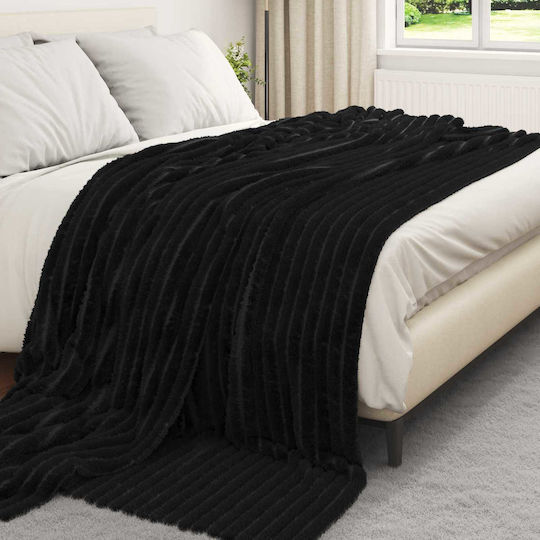 vidaXL Decken & Couchdecken Sesselüberwurf Fleece 240x220cm Schwarz