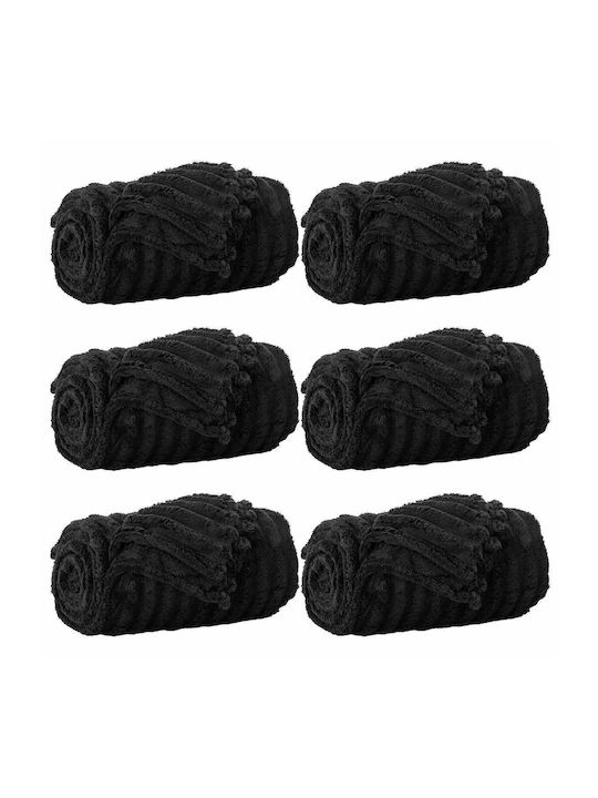 vidaXL Ριχτάρι Πολυθρόνας Fleece 240x220εκ. Μαύρο