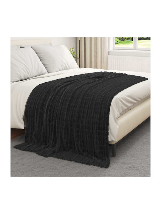 vidaXL Ριχτάρι Πολυθρόνας Fleece 200x150εκ. Μαύρο