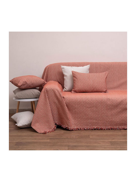 Viopros Armchair Throw Chenille 180x150cm Terra Cotta