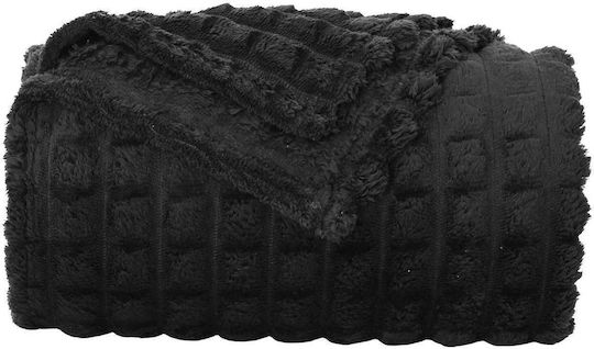vidaXL Fleece Blanket Double 200x150cm Black