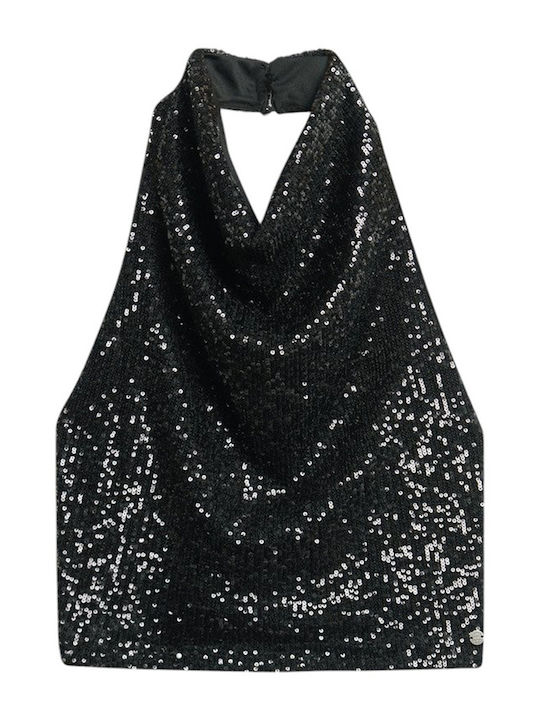 Women's Sleeveless Drape Top Black